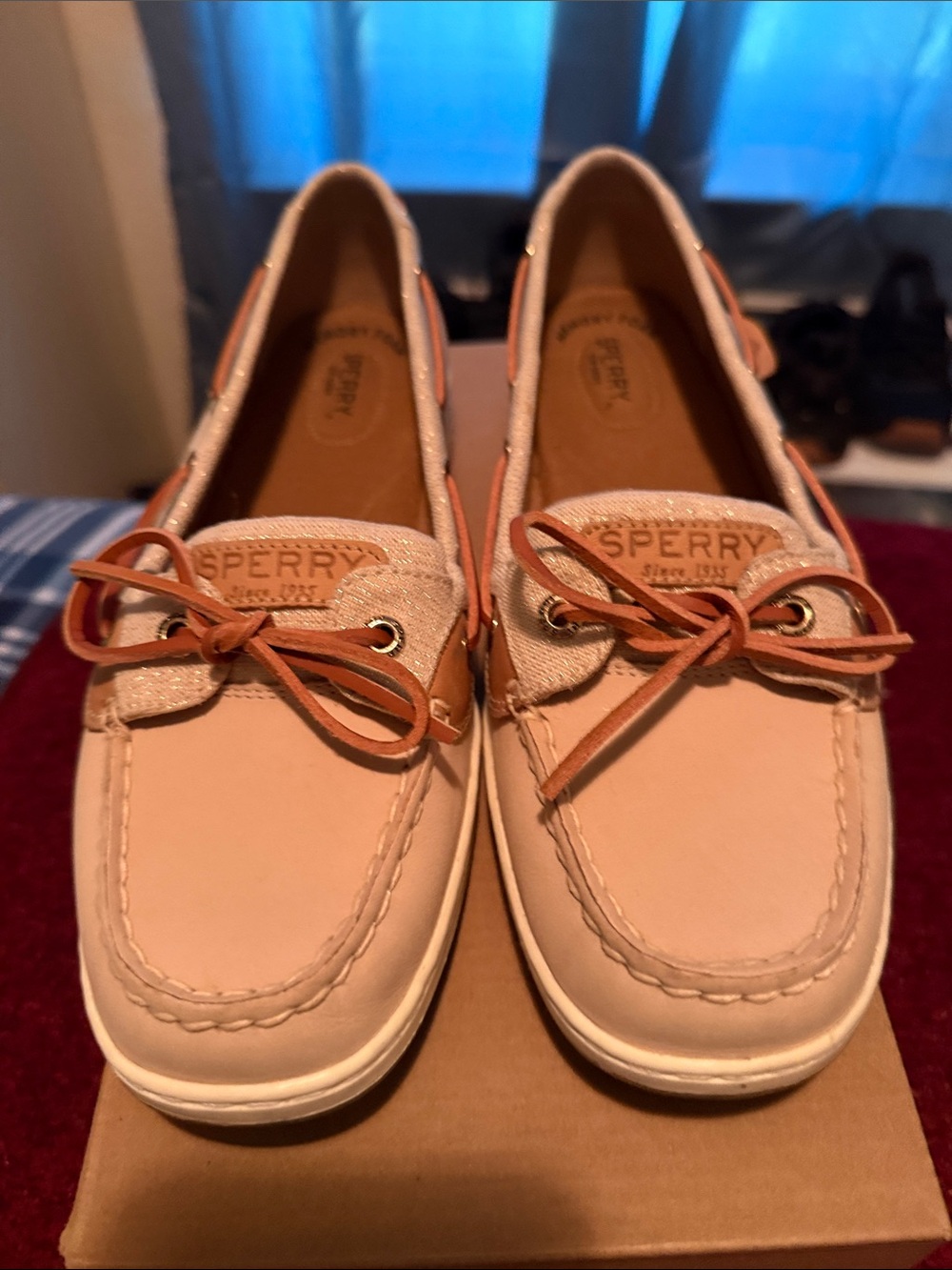 Sperry Women's Blush Pink Boat Shoes with Tan Laces